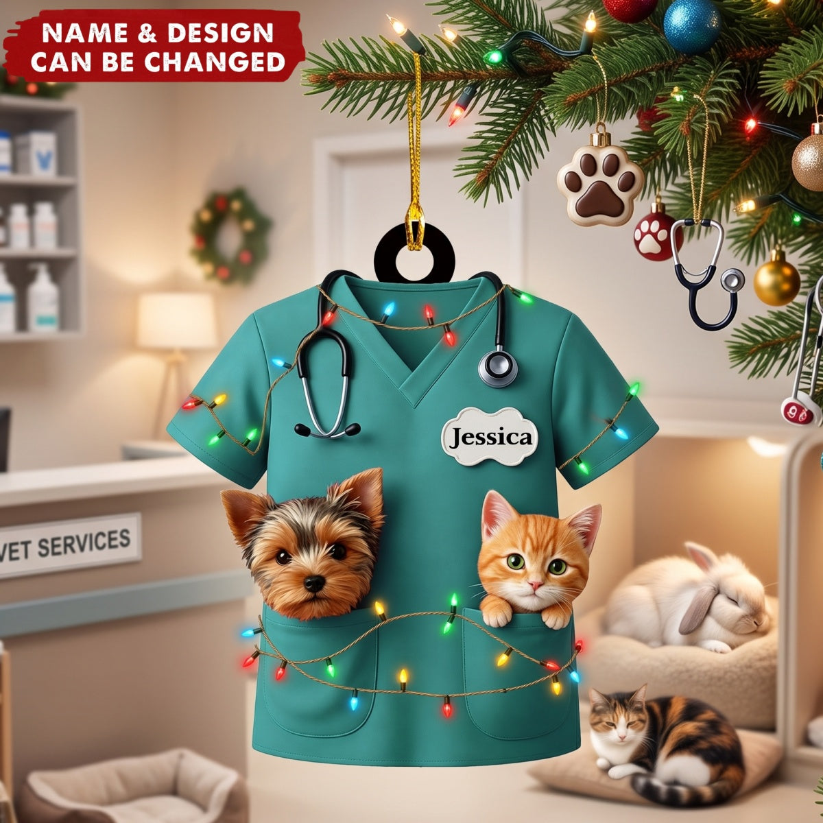 For the Vet Who Cares – Personalized Acrylic Custom Shape Ornament