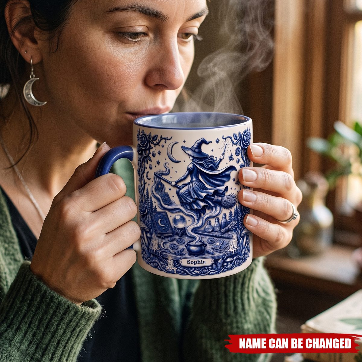 Witch Toile De Jouy - Personalized Accent Mug - Halloween Gifts For Her, Witch Lovers
