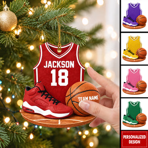 Personalized Basketball Ornament, Custom Name Team Number Sports Keepsake