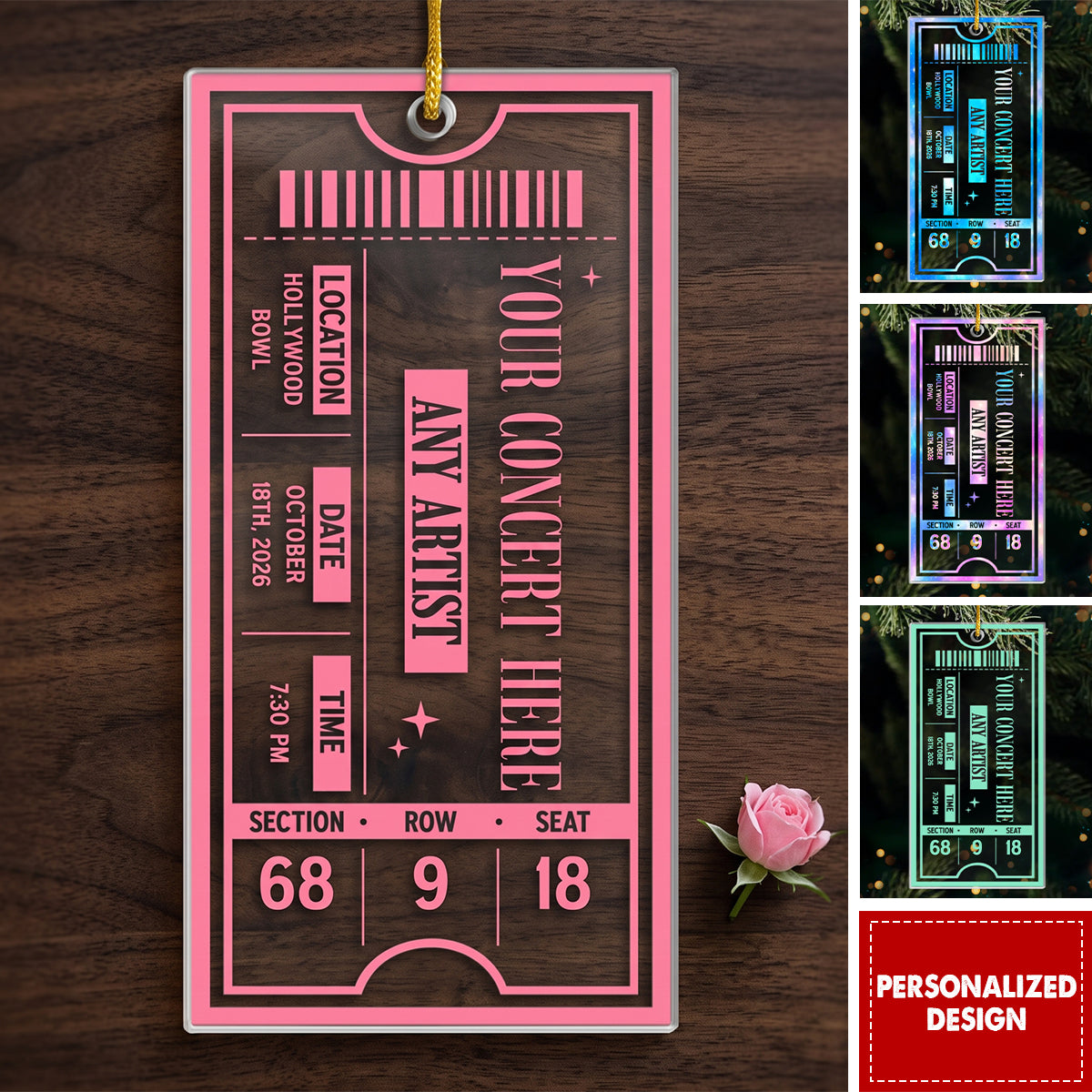 Custom Concert Ticket Acrylic Ornament - Personalized Christmas Birthday Gifts