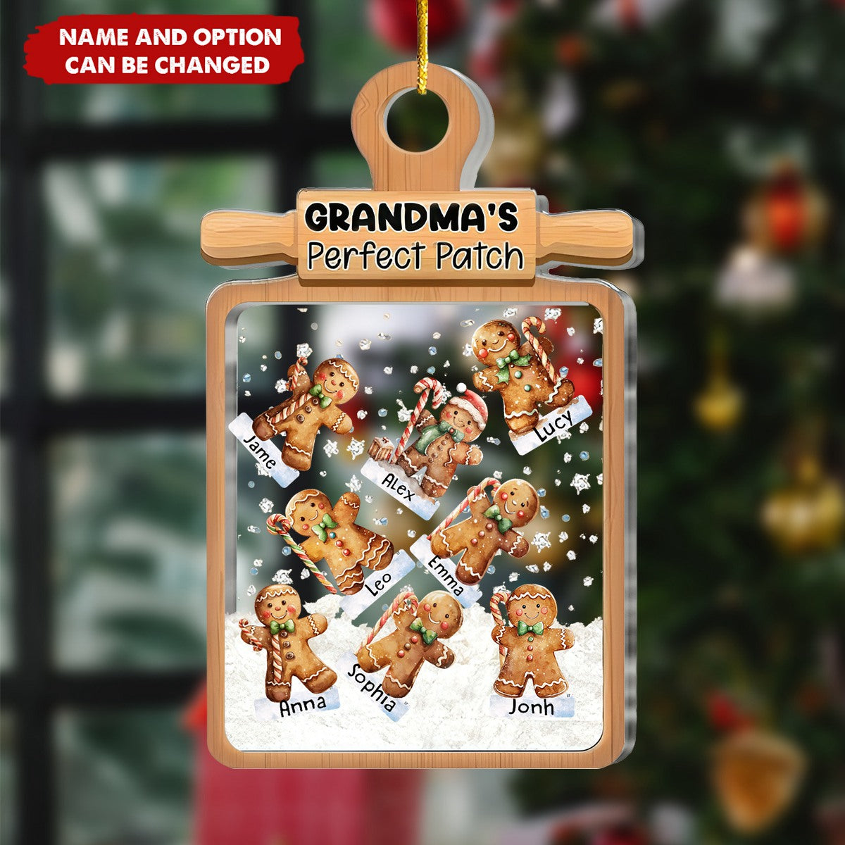 Personalized Gingerbread Christmas Gift For Grandma's Perfect Patch Shaker Ornament