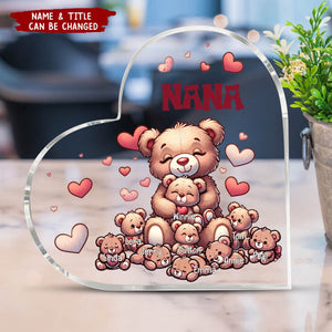 Nana's Bear - Personalized Heart-shaped Acrylic Plaque