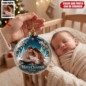Custom Photo Acrylic Ornament - Personalized Christmas Baby Shower, Gender Reveal Gifts
