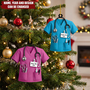 Nurse Scrubs - Personalized Acrylic Custom Shape Ornament