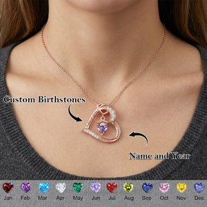 Personalized Graduation Cap Birthstone Heart Necklace