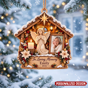 Personalized Memorial Photo Wood Ornament, In Loving Memory Christmas Ornament