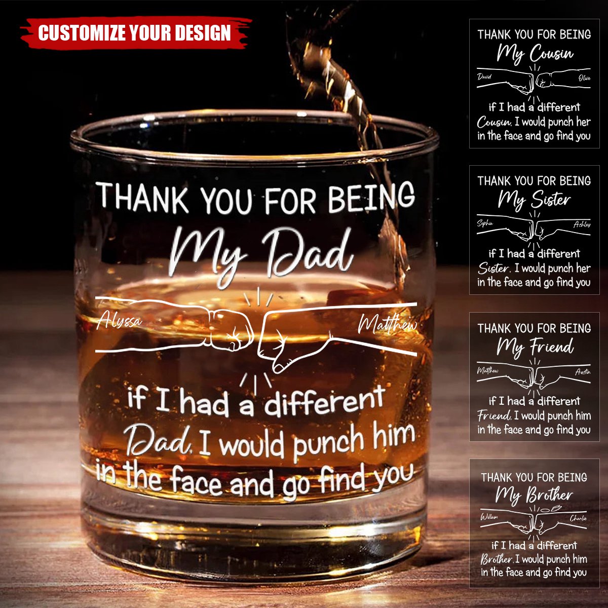 Thank You For Being My Brother - Family Personalized Whiskey Glass