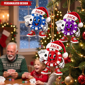 Personalized Poker Chip Acrylic Ornament — Gift For Poker Players & Card Game Lovers