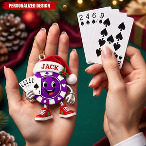 Personalized Poker Chip Acrylic Ornament — Gift For Poker Players & Card Game Lovers