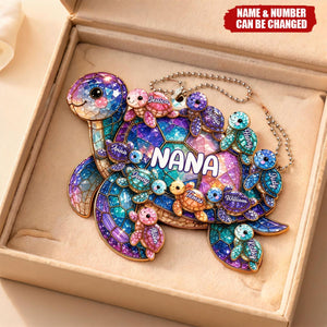 Happy Together Forever Mama Turtle Family - Personalized Acrylic Car Ornament