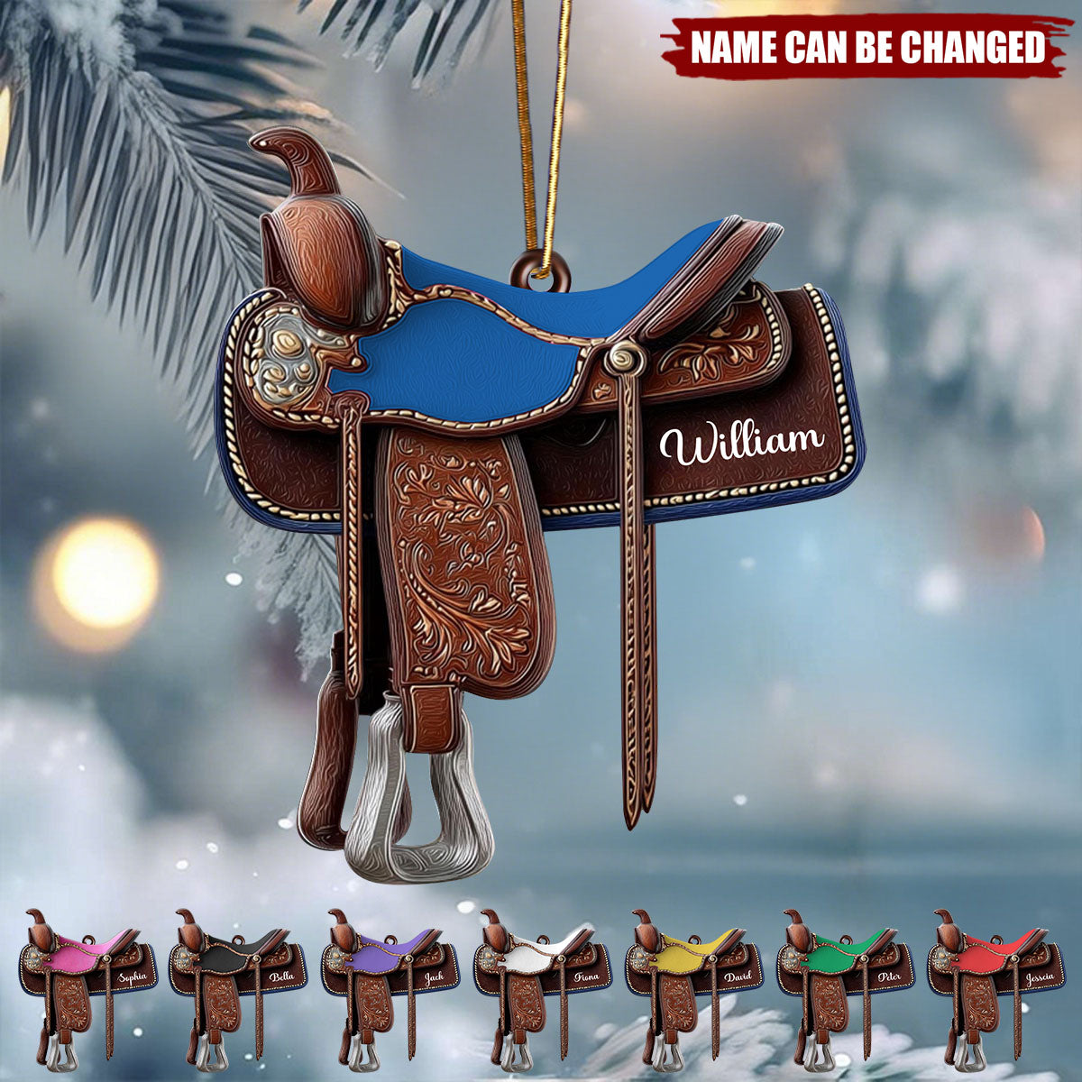 Western Horse Saddle Acrylic Ornament, Custom Xmas Cowboy/ Cowgirl Tree Keepsake