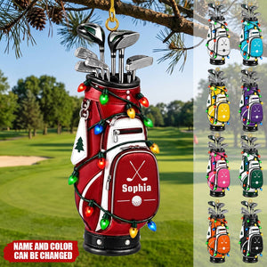 Custom Name Golf Backpacks Ornament, Personalized Christmas Tree Hanging Decor