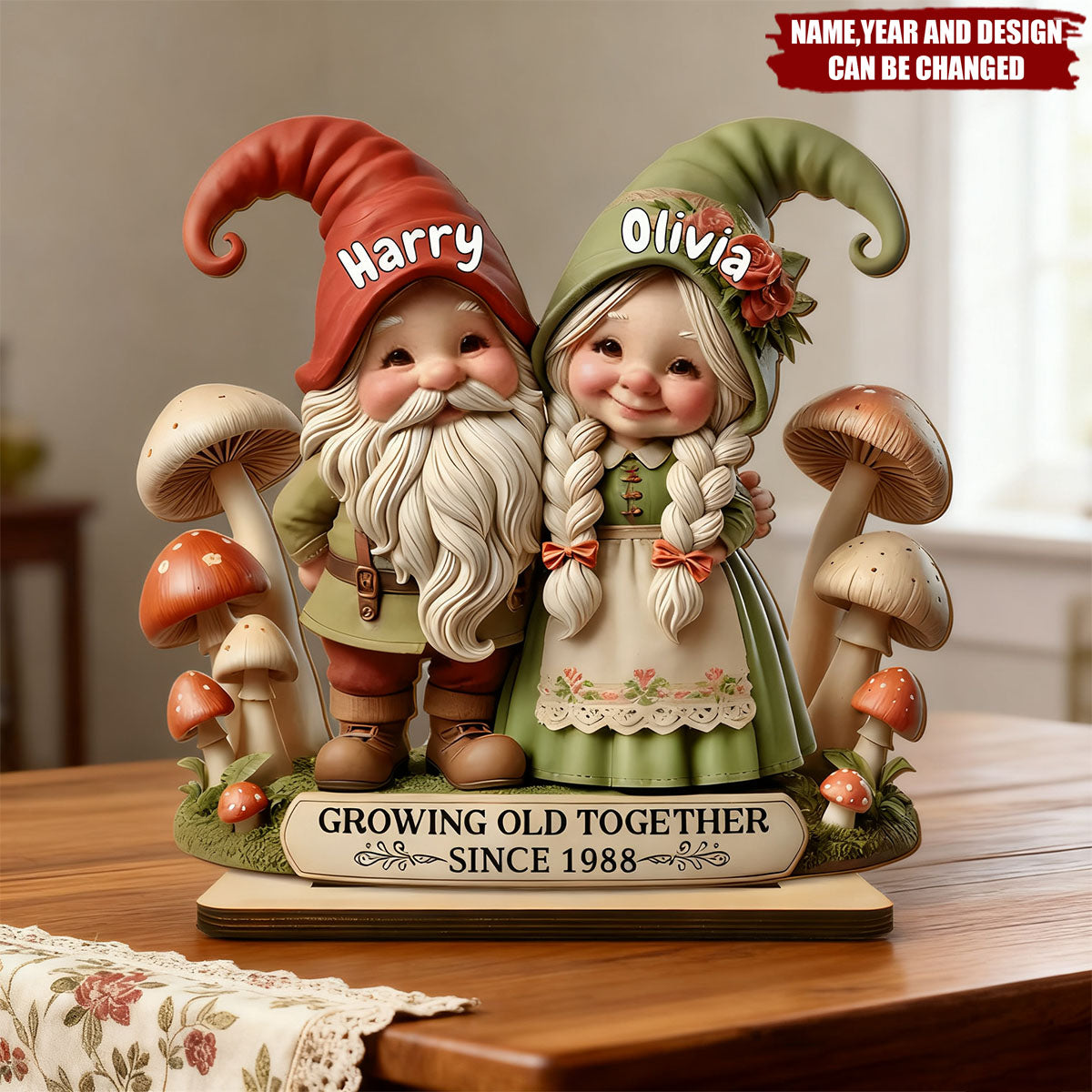 Growing Old Together - Personalized Standing Wooden Plaque
