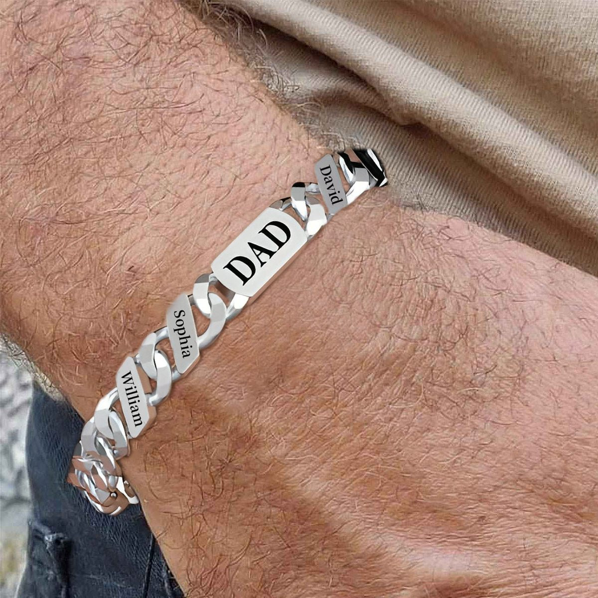 Personalised Cuban Chain Bracelet Custom Engraved Gift for Men
