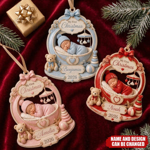 Personalized Baby’s First Christmas Ornament 2026, Custom Baby Name Acrylic Keepsake