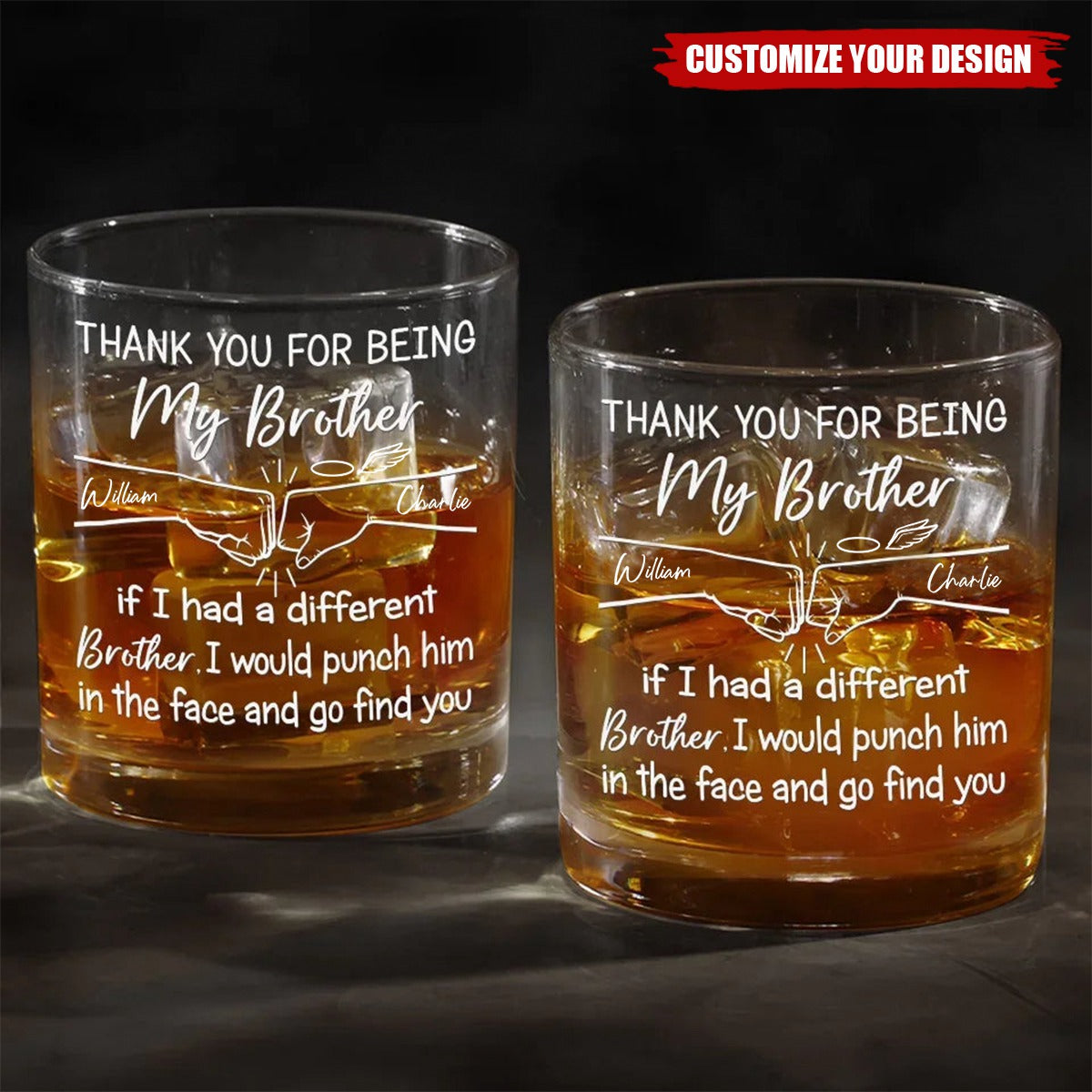 Thank You For Being My Brother - Family Personalized Whiskey Glass