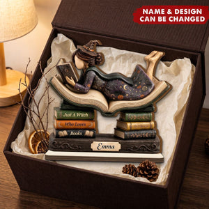 Just A Witch Who Loves Books - Personalized 2-Layer Wood Plaque