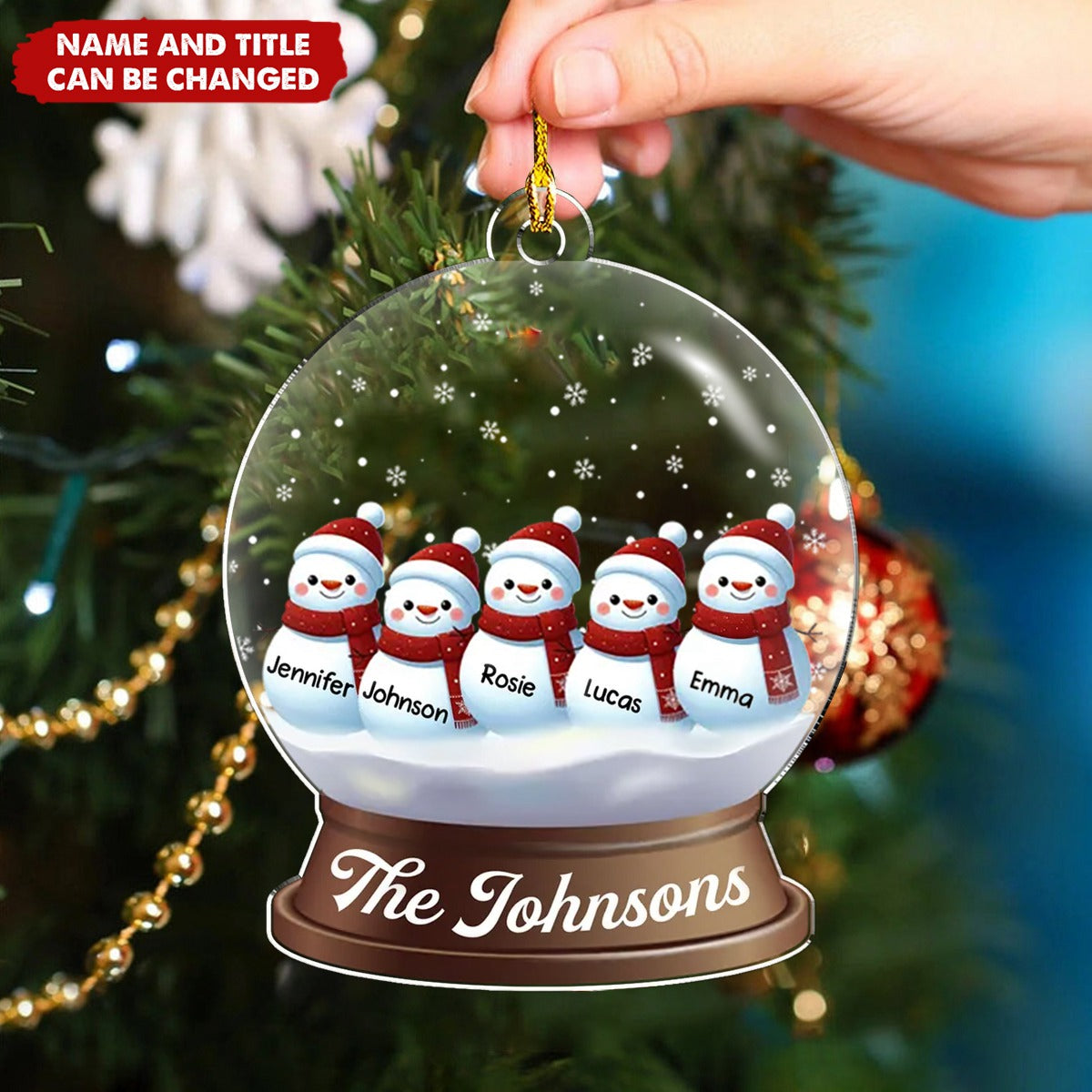 Snowman Family Christmas - Personalized Custom Acrylic Ornament