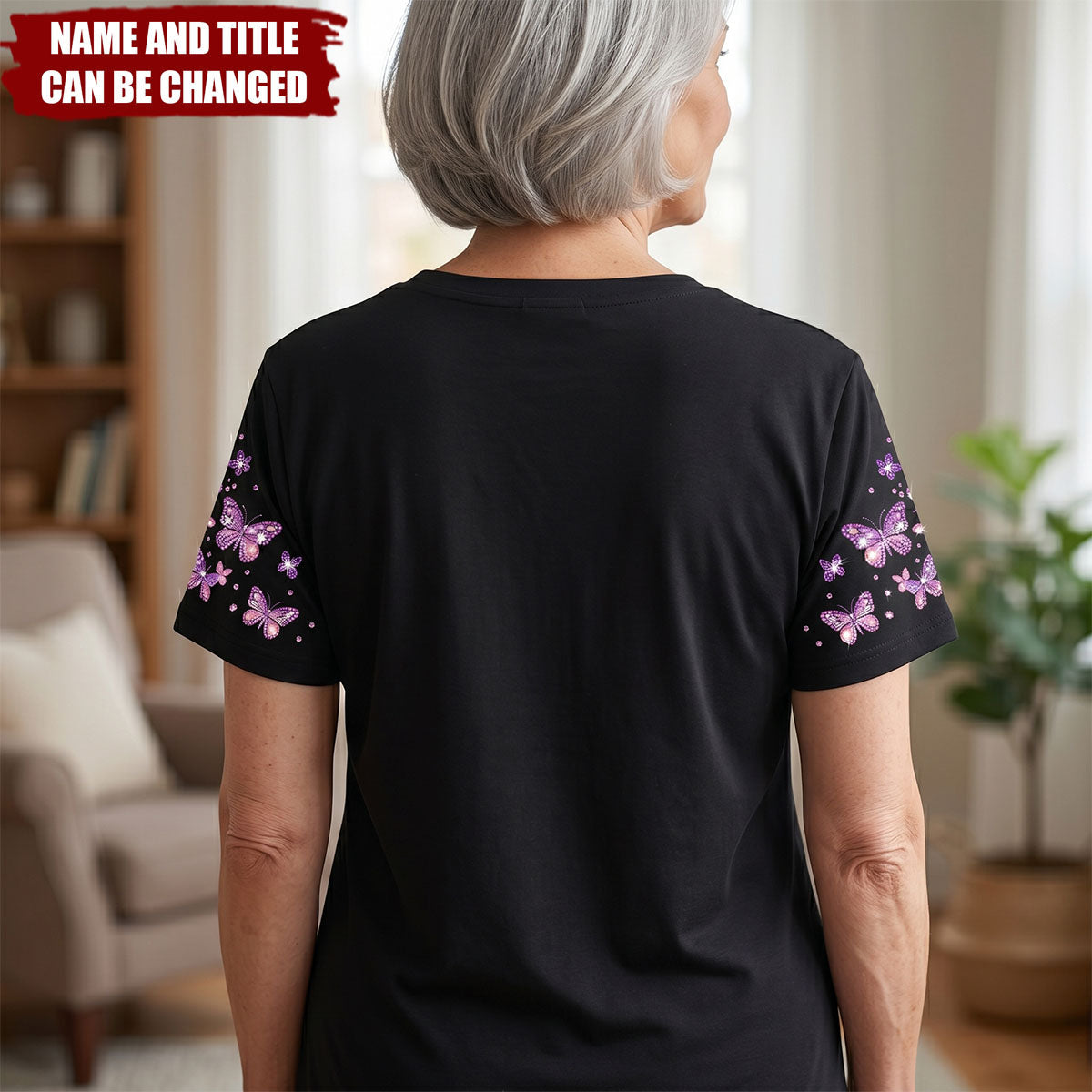 Custom Bling Shirt For Grandma/ Mother - Personalized V-neck T-shirt