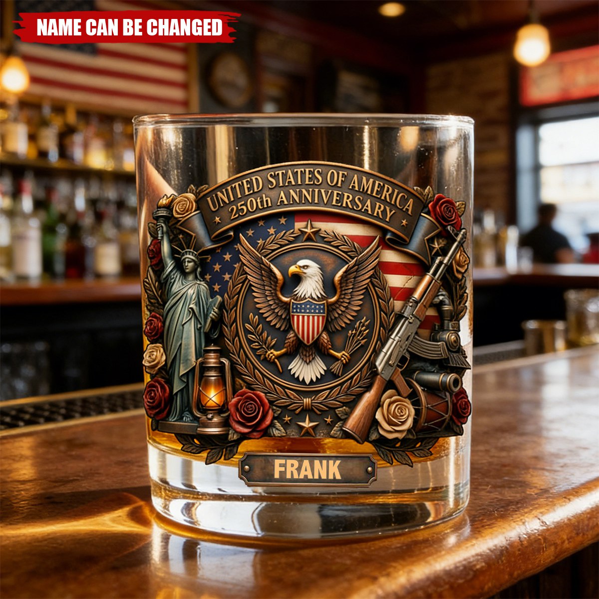 250th Anniversary USA Round Glass - Personalized Gifts For Patriots