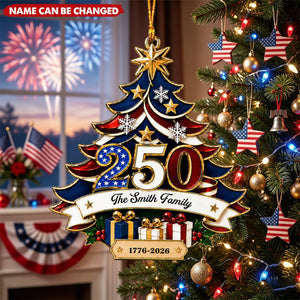 Stars & Stripes Family Name – Personalized Acrylic Custom Shape Ornament