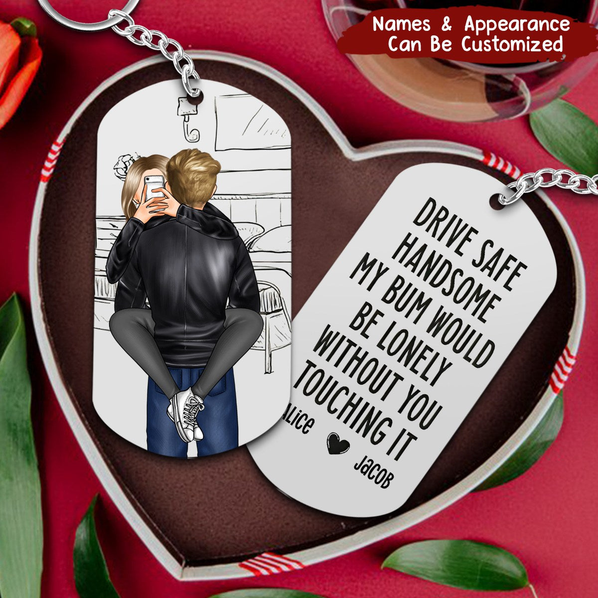 Drive Safe Handsome - Personalized Stainless Steel Keychain