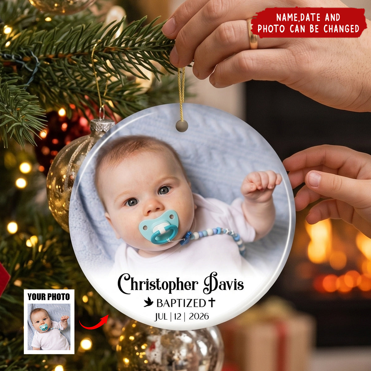 Baby Baptism - Personalized Ceramic Ornament