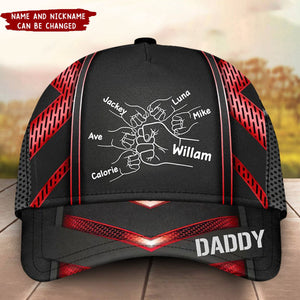 Papa Daddy Kids Hands To Hands Personalized Cap