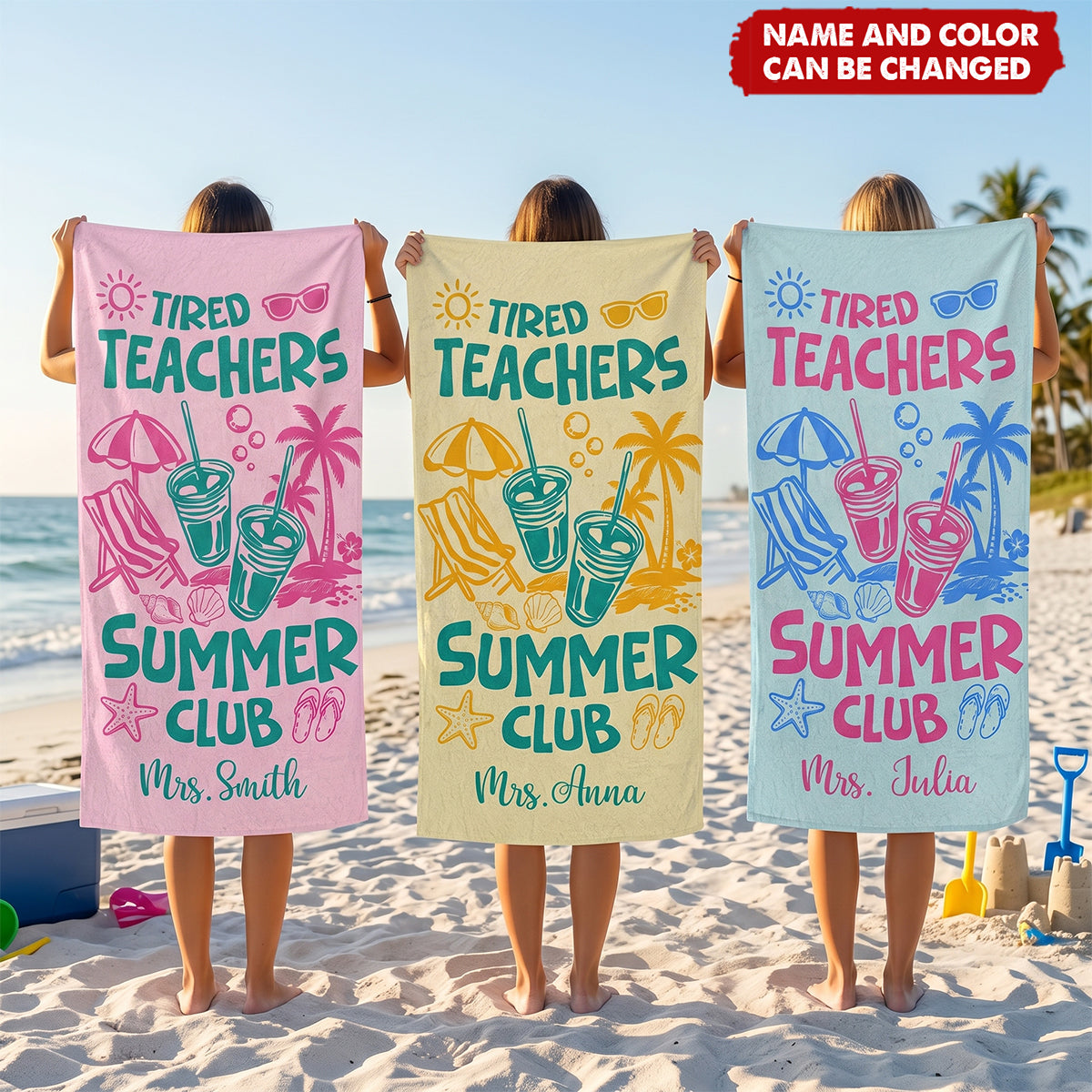 Tired Teachers Summer Club - Personalized Beach Towel