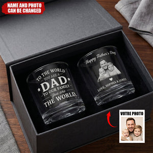 To The World You Are Dad - Personalized Whiskey Glass, Gift For Husband, Dad