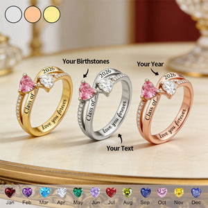 Graduate Duo Birthstone Commencement Knot Ring