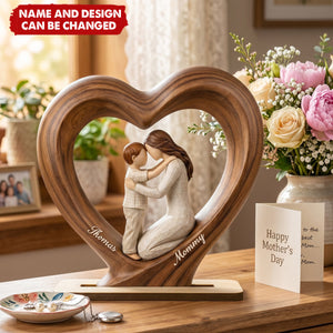 Mom and Daughter Son - Personalized 2-Layered Wooden Plaque, Mother's Day Gift for Mom, Wife