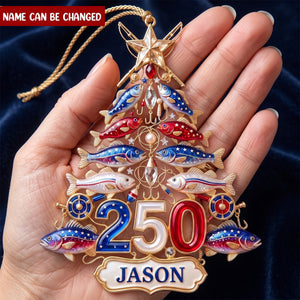 Fishing 250th USA Anniversary Acrylic Ornament-Personalized Gifts For Christmas
