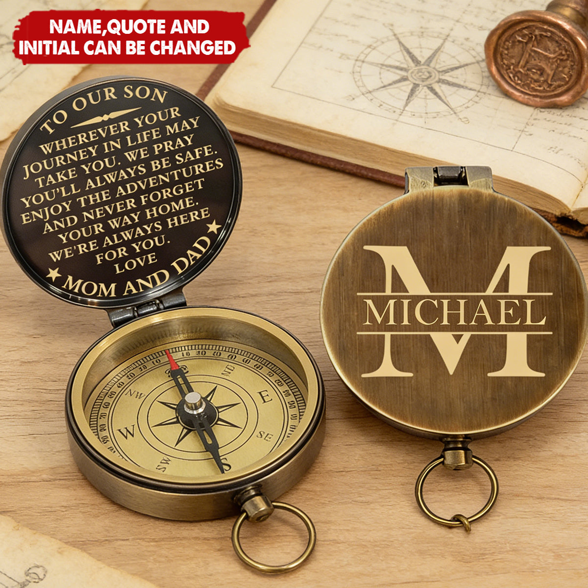 Wherever Your Journey In Life - Personalized Engraved Brass Compass
