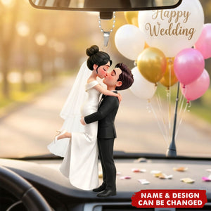 Wedding Couple - Personalized Acrylic Car Ornament - Wedding Gift Anniversary Gift Newlywed Gift