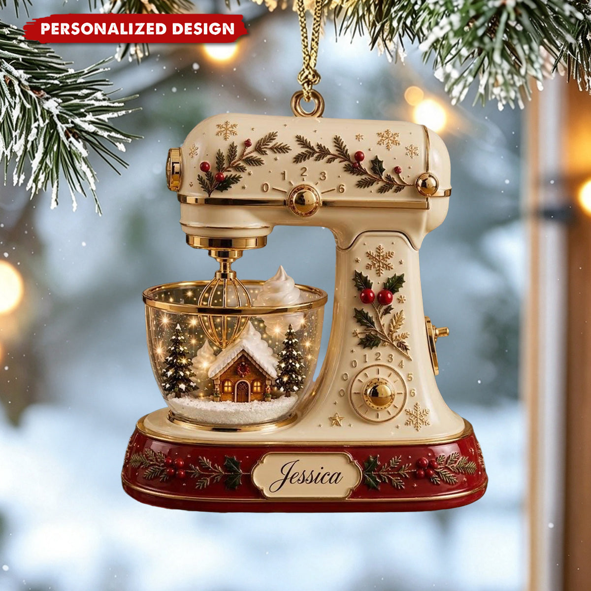 Personalized Kitchen Stand Mixer Christmas Ornament – Custom Baker Gift, Vintage Baking Decor