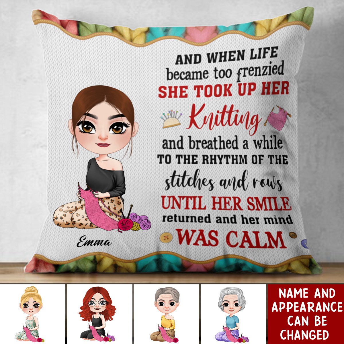 Personalized Gifts For Knitting Girl Pillow
