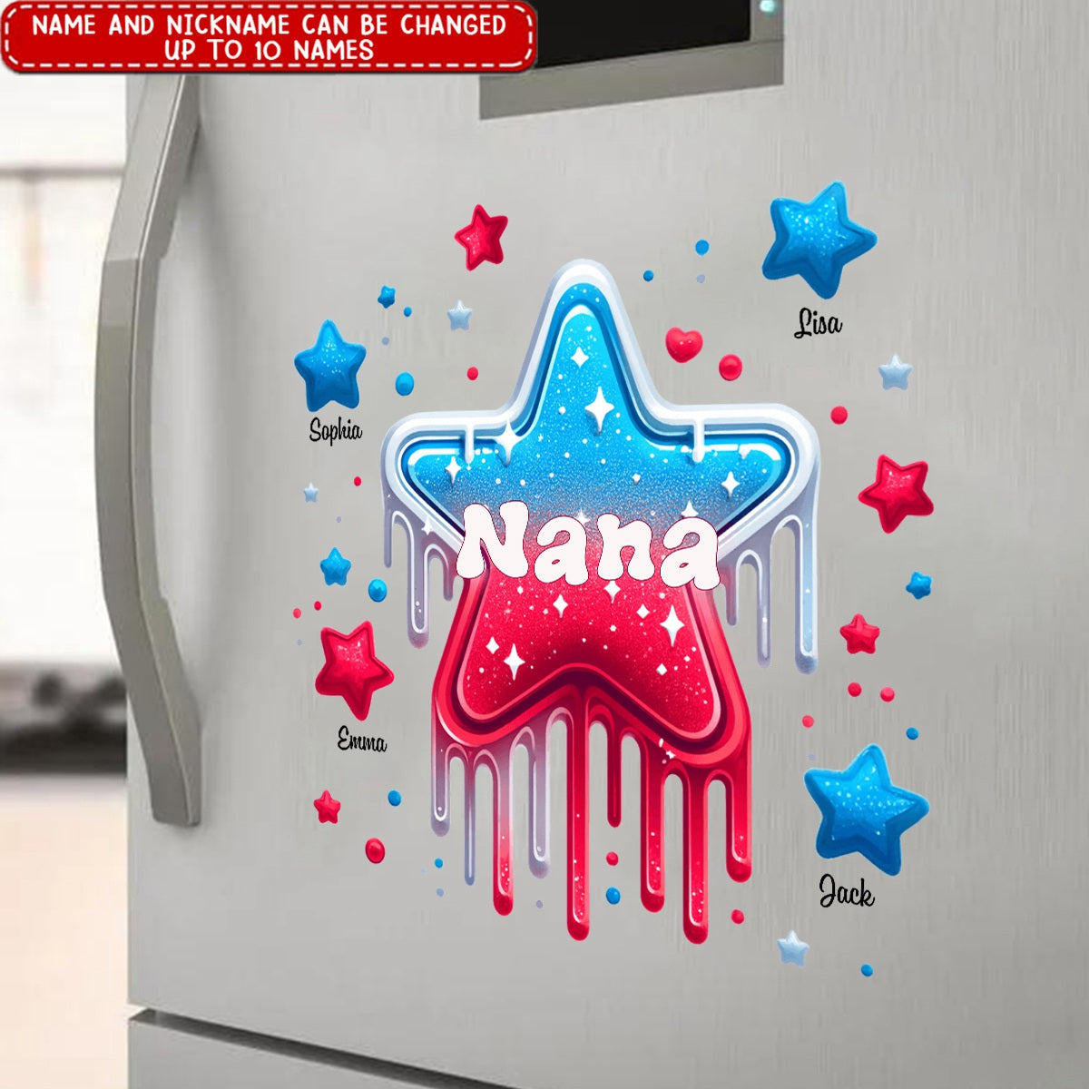 4th Of July Grandma Nana With Cute Grandkids Star Personalized Decal