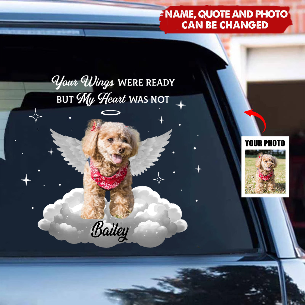 You Let Paw Prints on My Heart - Personalized Pet Memorial Photo Car Window Decal Sticker