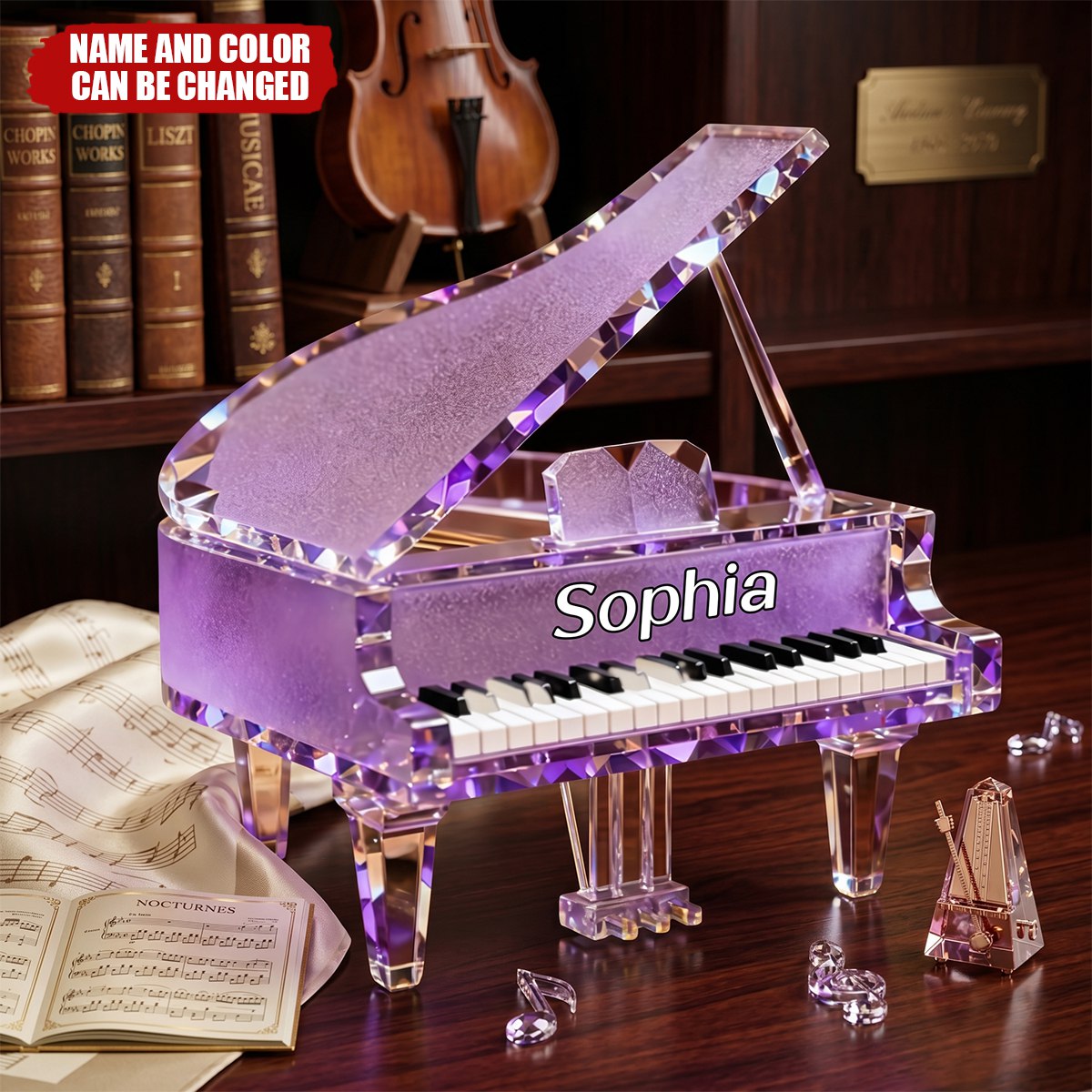 Personalized Piano Music Crystal Effect Acrylic Block Plaque, Unique Gift For Pianist
