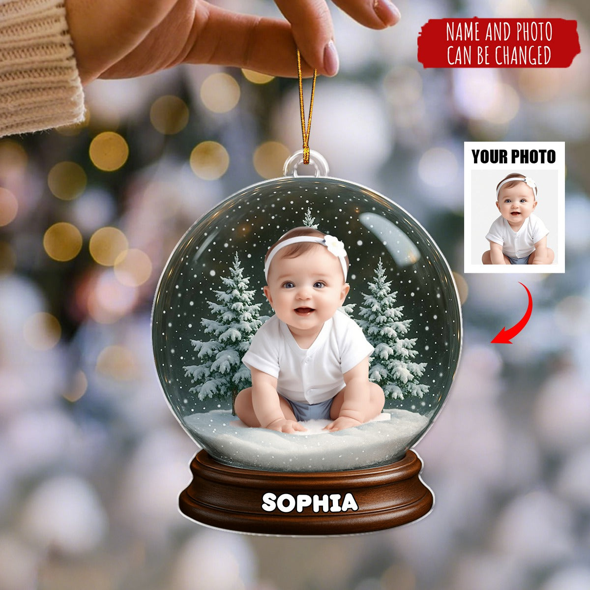 Capture Your Special Moments With A Snowy Backdrop - Personalized Acrylic Flat Ornament