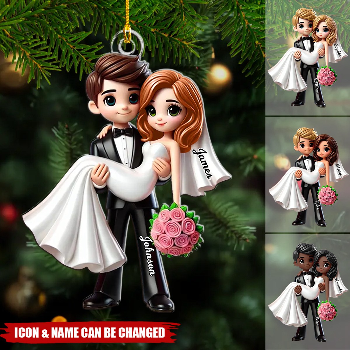 Personalized Mr Mrs Married Couple Personalized Acrylic Ornament, Gift For Him, Her