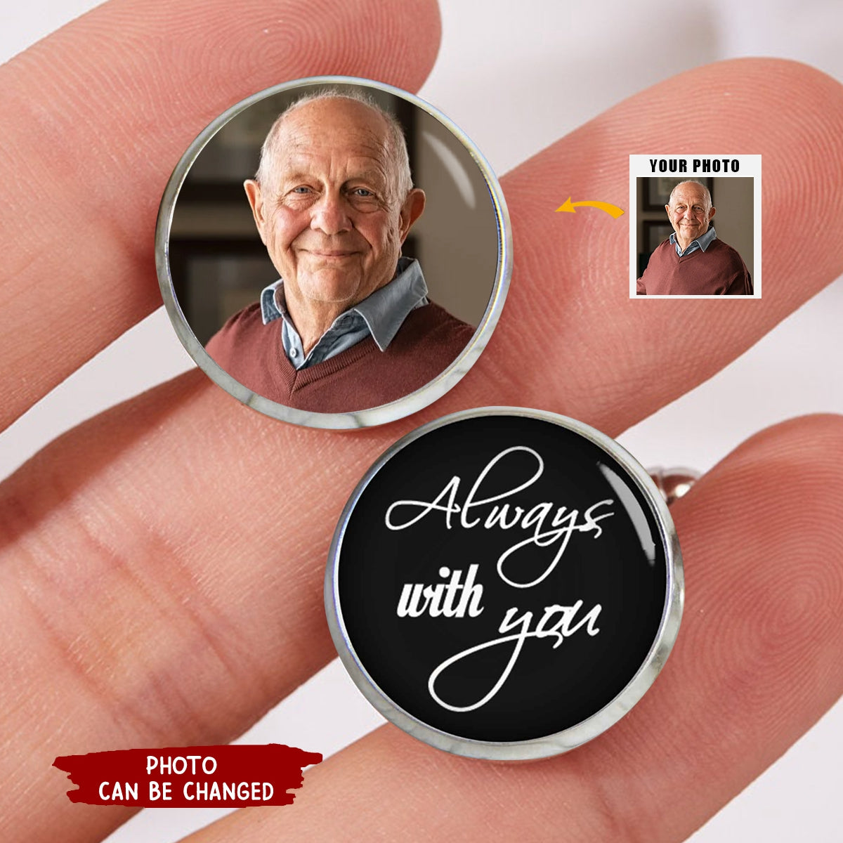 Personalized Always With You Memorial Photo Cufflinks