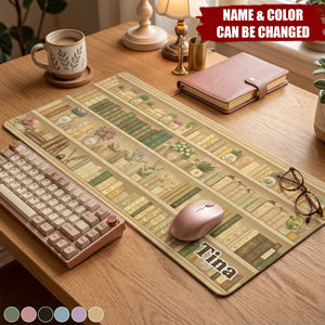 Bookshelf Custom Name Gift For Book Lovers - Personalized Desk Mat