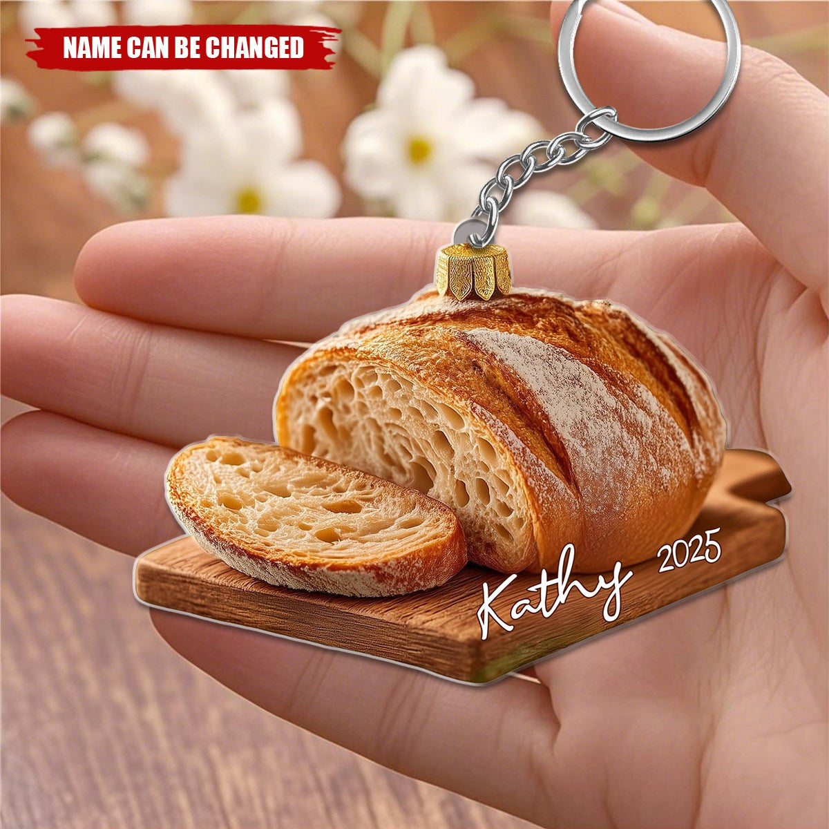Personalized Sourdough Bread, Rustic Acrylic Keychain