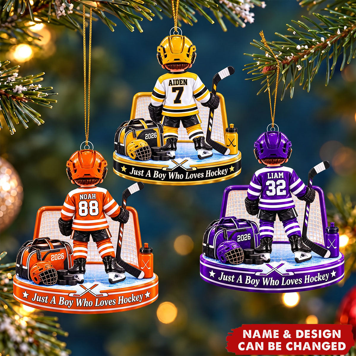Personalized Hockey Player Acrylic Ornament - Gift For Hockey Dad & Hockey Boy