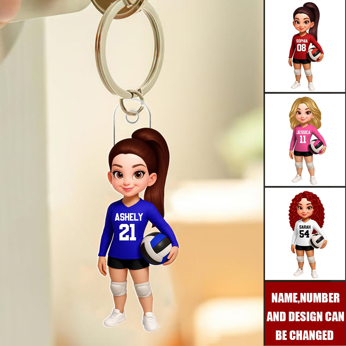 3D Effect Proud Volleyball Player - Personalized Keychain, Gift For Volleyball Players, Volleyball Lovers