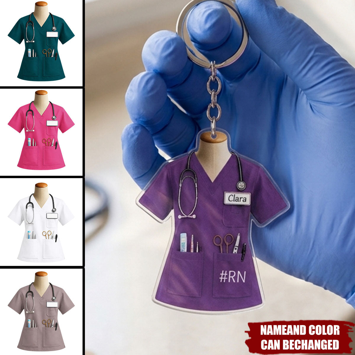 Custom Shaped Acrylic Keychain - Personalized Birthday Gifts For Nurse - Care Is My Calling