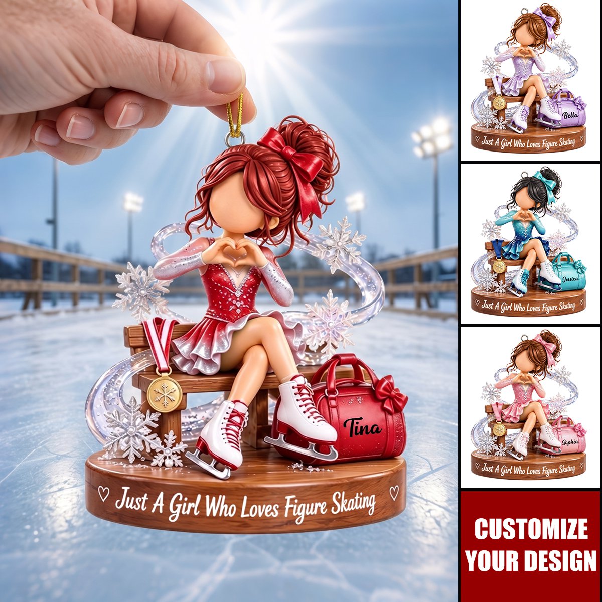 Personalized Acrylic Figure Skating Ornament, Custom Ice Skater Gift