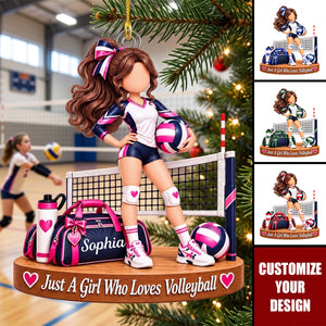 Personalized Volleyball Girl Ornament, Custom Name Athlete Christmas Gift